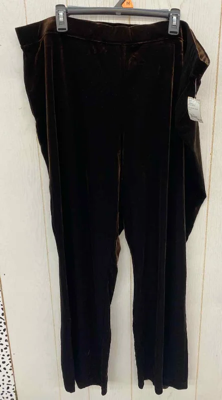 Susan Graver Brown Womens Size 3X Pants Trendy High-Waist Trousers