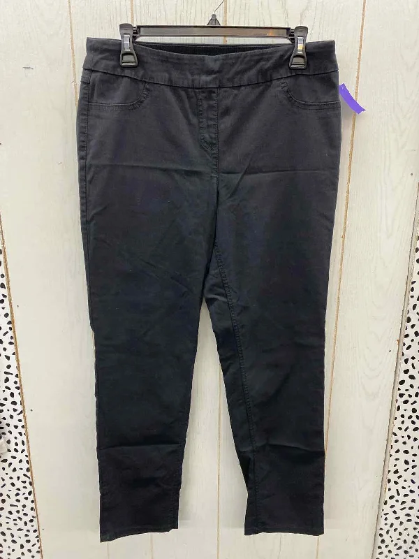 Slim-sation Black Womens Size 12 Pants Trendy Wide-Legged Trousers