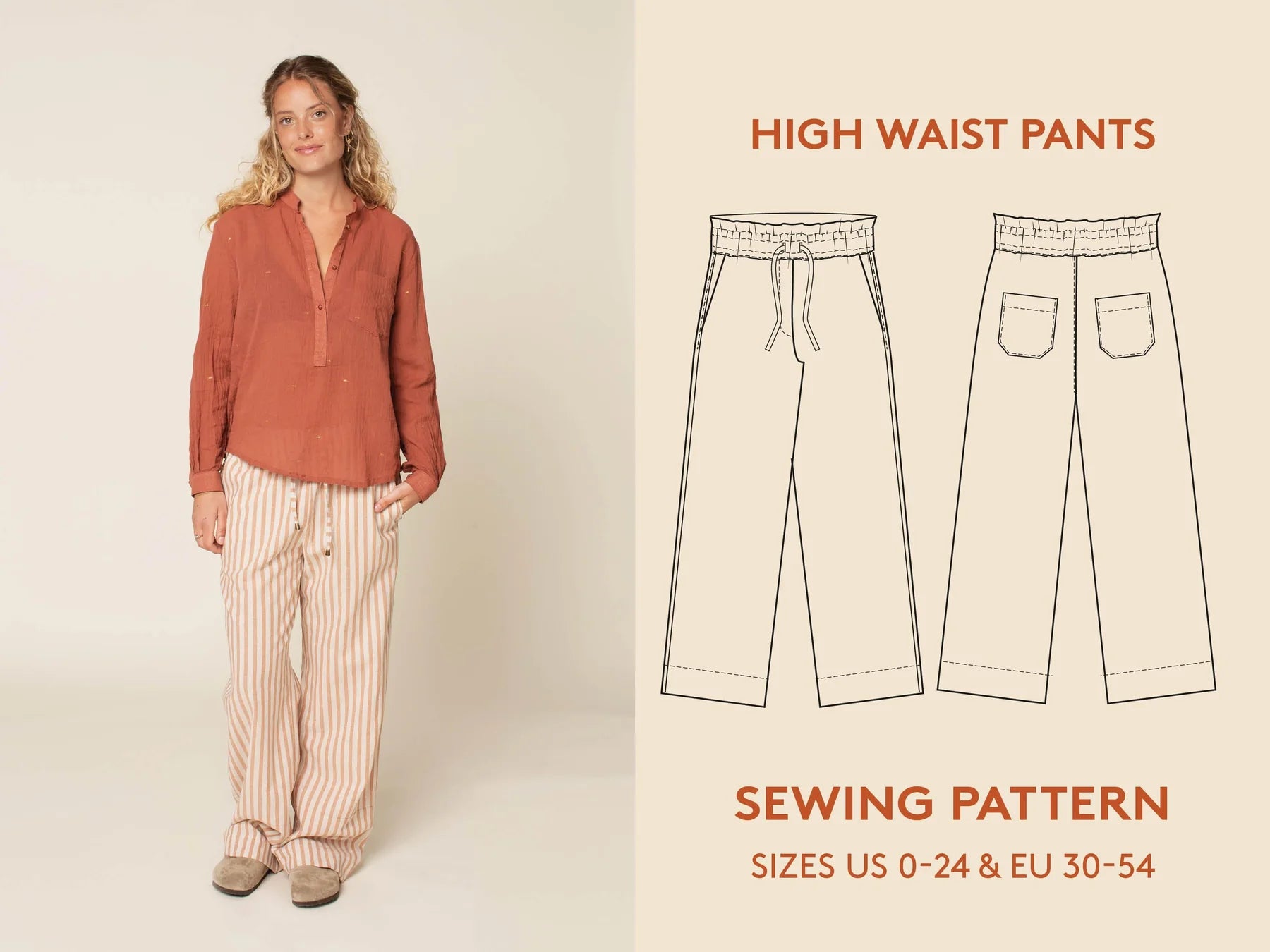 High Waist Pants - Sewing Pattern | Wardrobe By Me Classic Cropped Pants