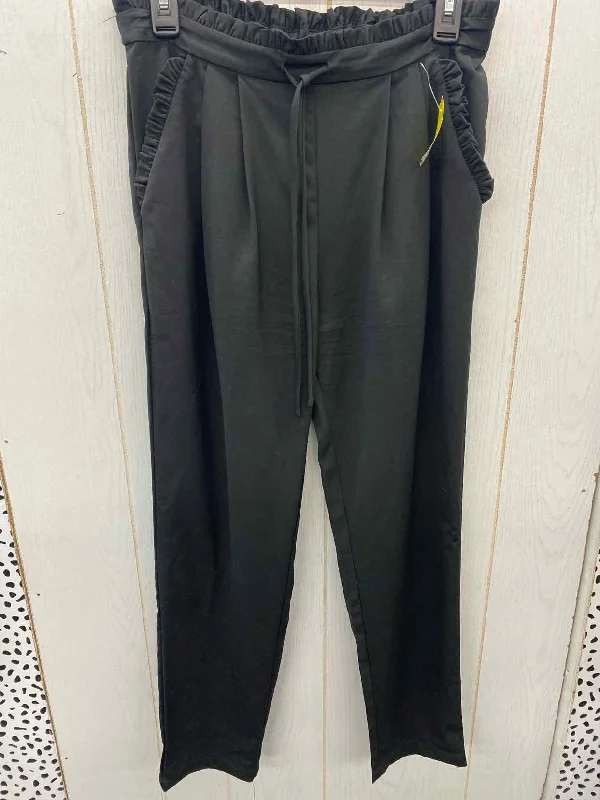 KanCan Black Womens Size 10/12 Pants Classic Straight-Leg Pants