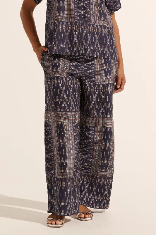 Zoe Kratzmann Breeze Pant - Midnight Aztec Relaxed Linen Pants