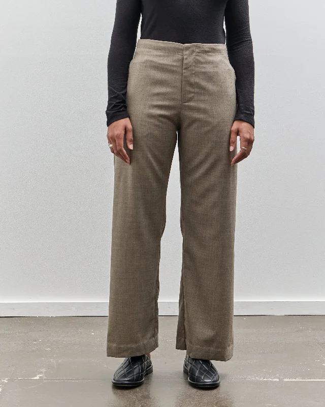 Lauren Manoogian Fine Lana Pants, Taupe Melange Elegant Wool Trousers