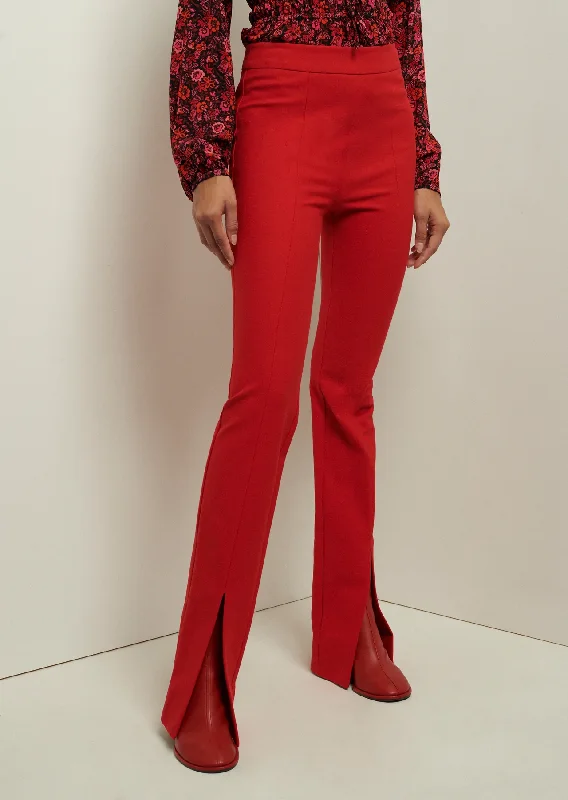 Derek Lam 10 Crosby - Lucia Flare Slit Pant In Red Soft Cotton Pants