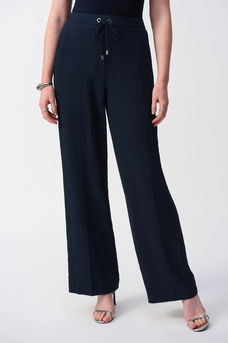 Seersucker Wide Leg Pull-On Pants Slim-Fit Khaki Pants