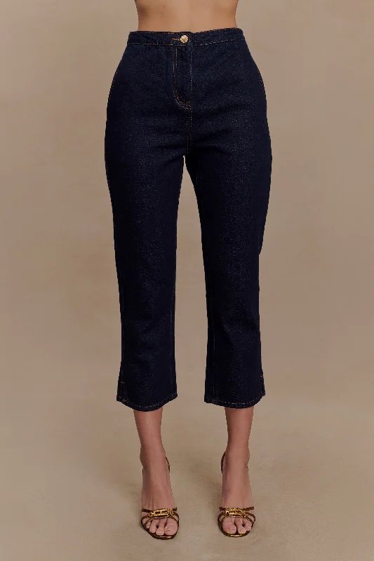 Hudson Denim Capri Pants - Indigo Blue Elegant Palazzo Trousers