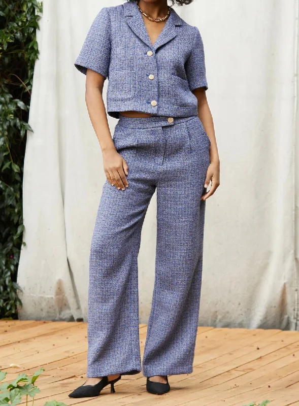 Tweed Wide Leg Pants Cozy Fitted Pants