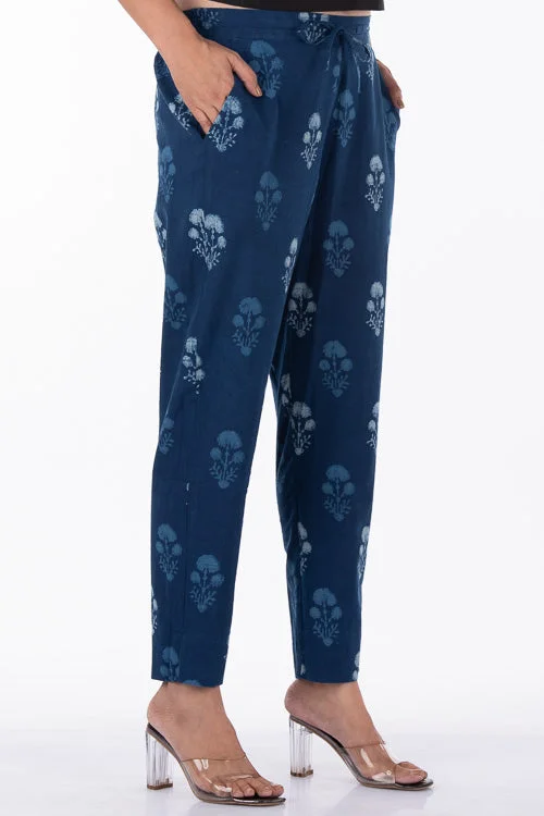 Dharan "Buta Pants" Indigo Block Printed Pants Fashionable Track Pants