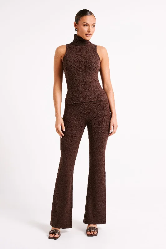 Angelina Knit Pants - Chocolate Sleek Black Pants