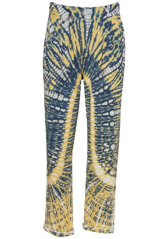 Easy Cuff Pant Yellow Navy Trendy Palazzo Pants