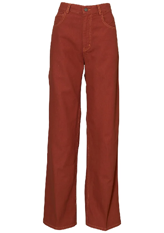 Arley Pant Terracotta Canvas Comfy Zip-Up Pants