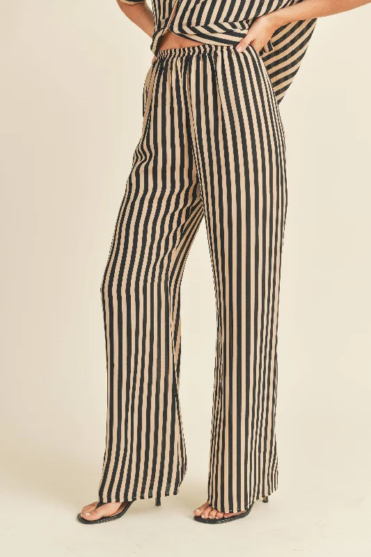 Striped Long Pants Modern Stretch Trousers