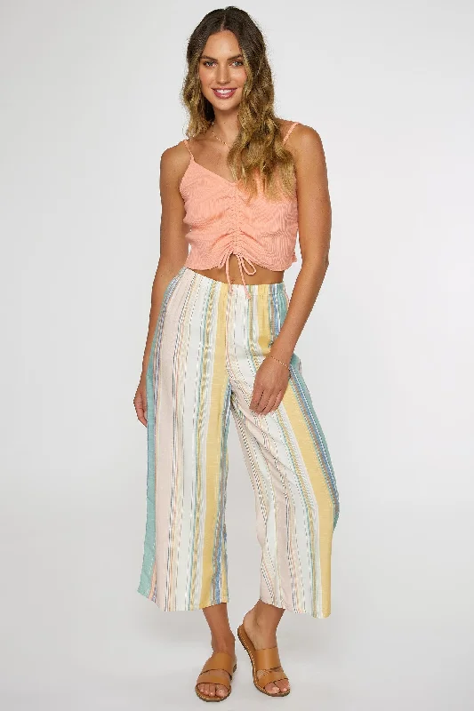 LADIES MIRIAM STRIPE PANTS Trendy High-Waist Trousers