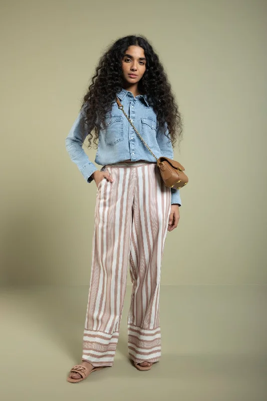 Sapphire - Printed Palazzo Pants Comfortable Fleece Pants