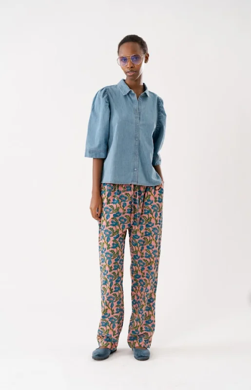 Lollys Laundry Bill Pants - Flower Print Sleek Black Pants