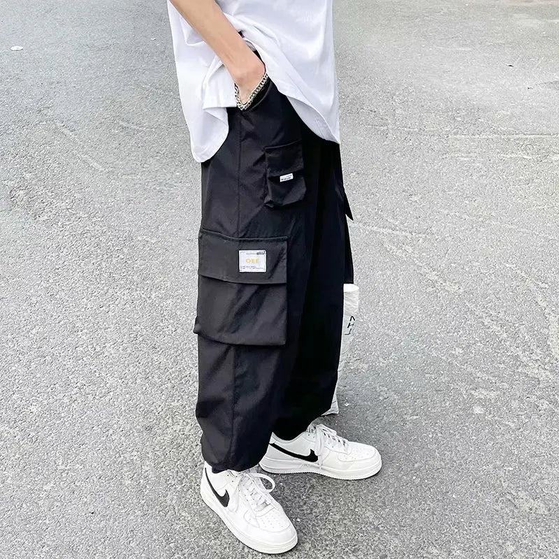 Wjczt  Spring Functional Overalls Men's High Street Fashion Brand Ins Versatile Loose Legged Pants Men's Trend Casual Pants 2025 Trendy Printed Pants