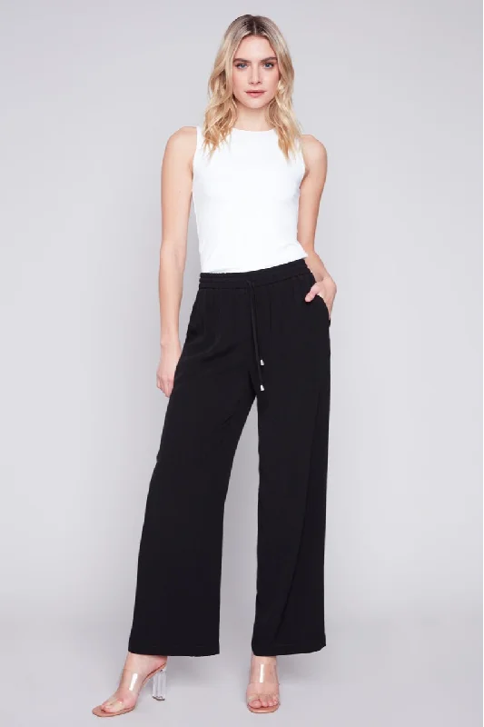 Wide Leg Pants with Drawstring Slim Fit Casual Pants