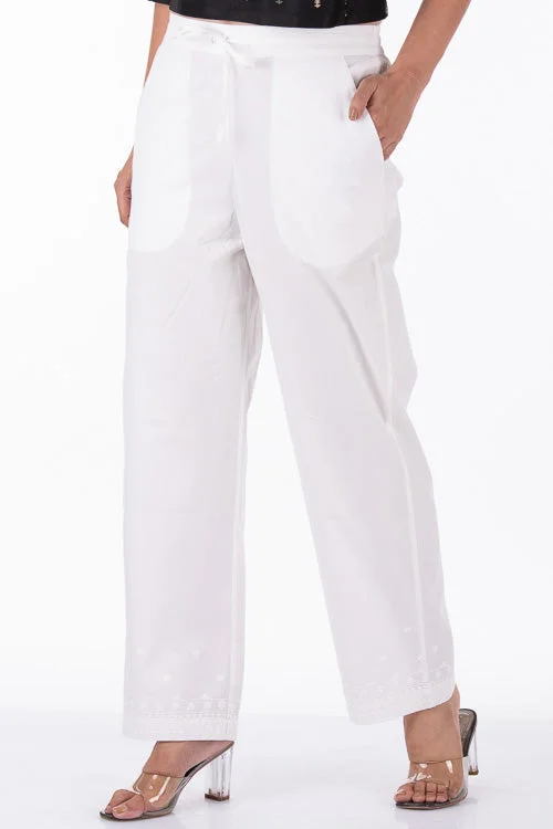 Dharan "Dori Pants" White Embroidered Straight Pants Classic Flared Pants