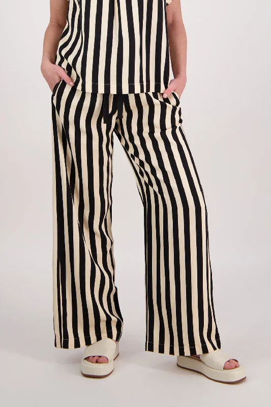 Briarwood Prince Pants - Black/Cream Stripe High-Waist Jeans