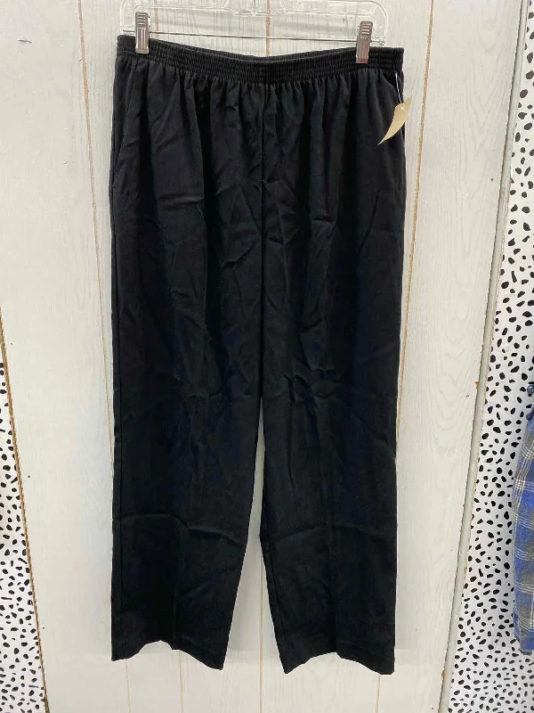 Alfred Dunner Black Womens Size 14 Pants Formal Wide-Leg Pants