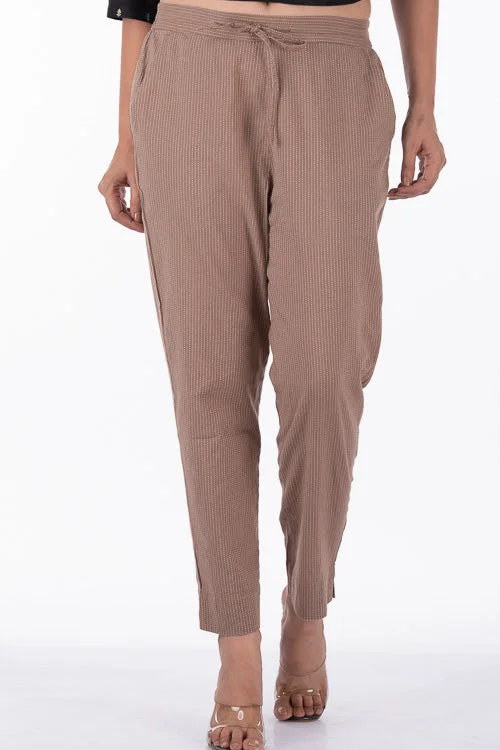 Dharan "Kantha Narrow Pants" Brown Woven Pants Comfortable Cargo Pants
