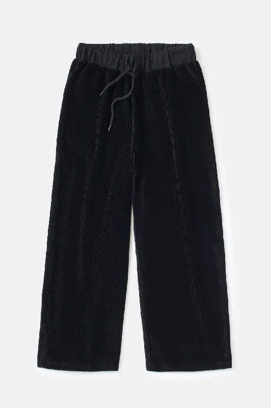 Dazed Crop Pant - Black Stylish Elastic Waist Pants