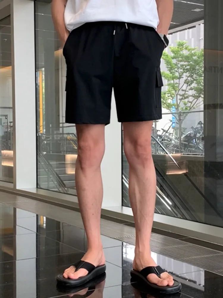 Wjczt  Japanese Style Shorts For Men's Clothing Streetwear Loose Sports Straight Wide Leg Shorts Casual Solid Color Pants 2025 Summer High-Waist Jeans