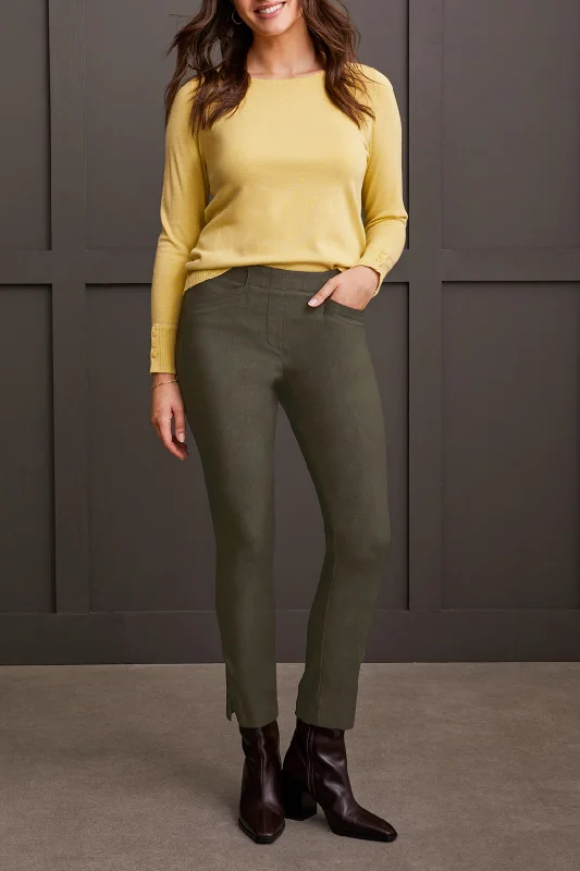 Flatten It Pull On Ankle Pant with Slits Trendy Wide-Leg Pants