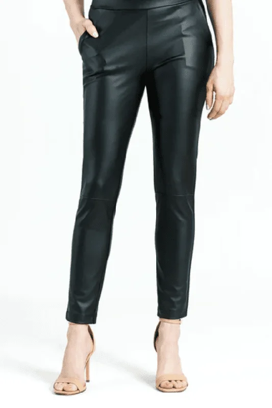 Clara Sunwoo Liquid Leather Sheen Skinny Pocket Pant Stylish Slim Trousers
