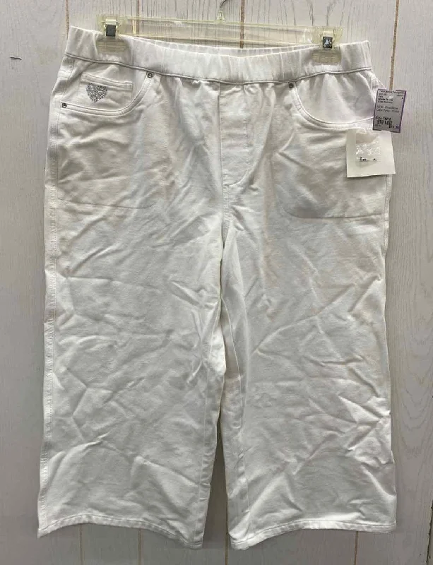 Quacker Factory White Womens Size 16/18 Pants Slim-Fit Leggings