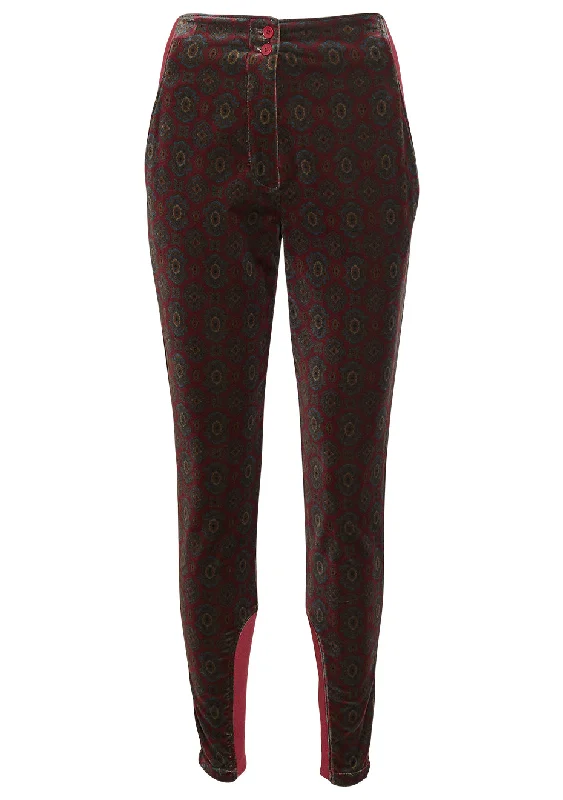 Burgundy Velvet Pants Formal Linen Trousers