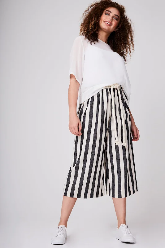 Elvi Cropped Striped Wide Leg Pants    *Final Sale* Fashionable Work Pants