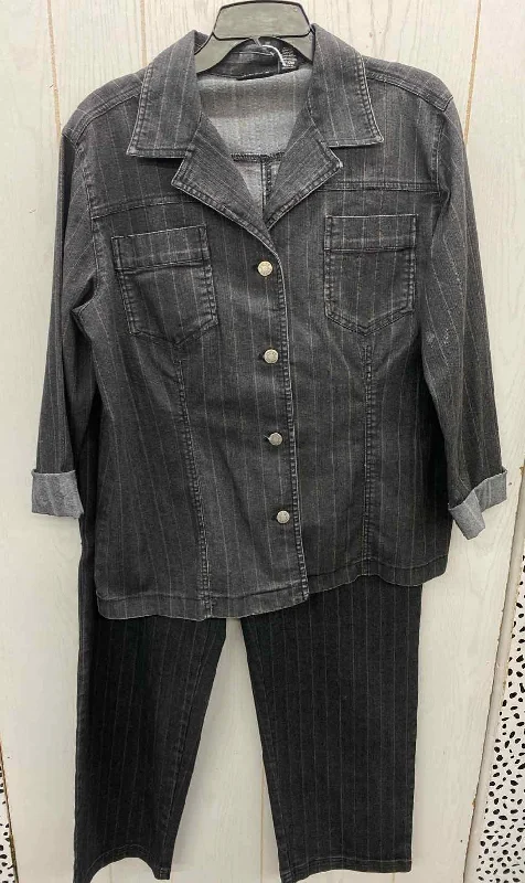 Chico's Gray Womens Size 12 Pant Set Chic Slim Fit Pants