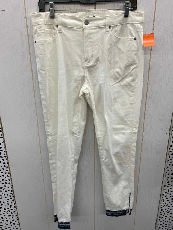 Cream Womens Size 10 Pants High-Waist Jogger Pants