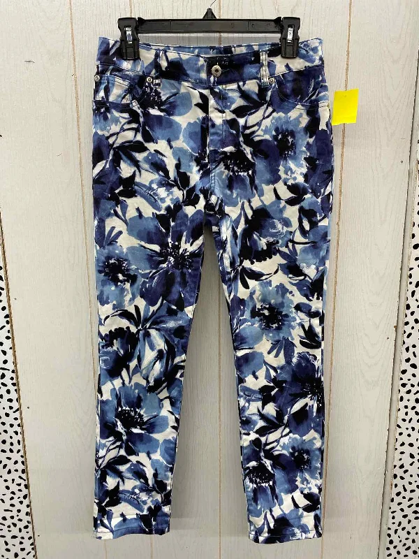 Chico's Blue Womens Size 6 Pants Chic Wool Trousers