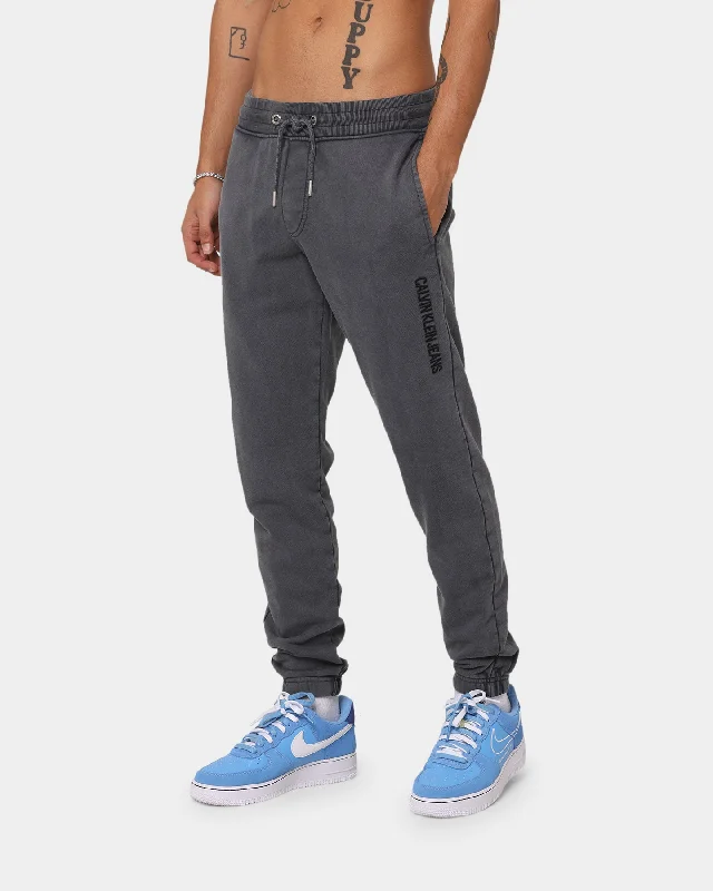 Calvin Klein Acid Wash Track Pants Washed Black Comfy High-Waist Jeans
