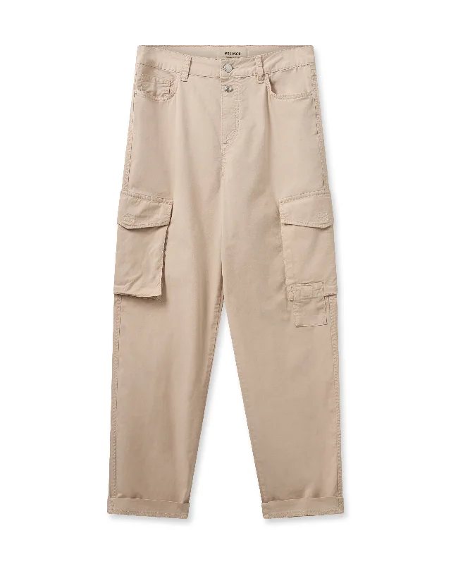 Mos Mosh Adeline Rosita Cargo Pant - Cement Comfortable Jogging Pants