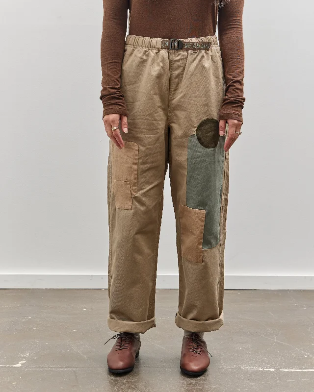 Brain Dead Patchwork Twill Climber Pant, Tan High-Waist Jogger Pants