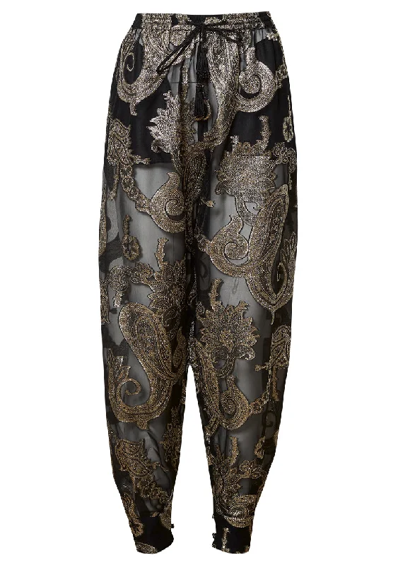 Metallic Paisley Pants Comfortable Fleece Pants