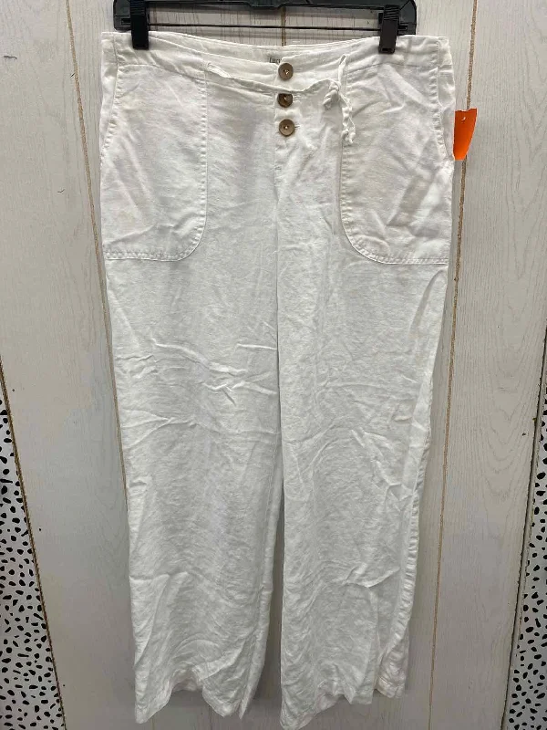White Womens Size 10 Pants Stylish Slim Trousers