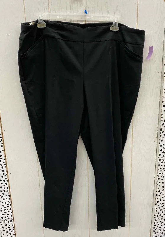 Terra & Sky Black Womens Size 20/22W Pants Trendy High-Waist Trousers