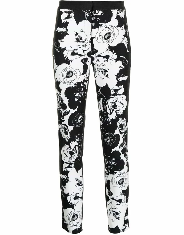 Floral Cigarette Pants In Printed Denim Wide-Legged Palazzos