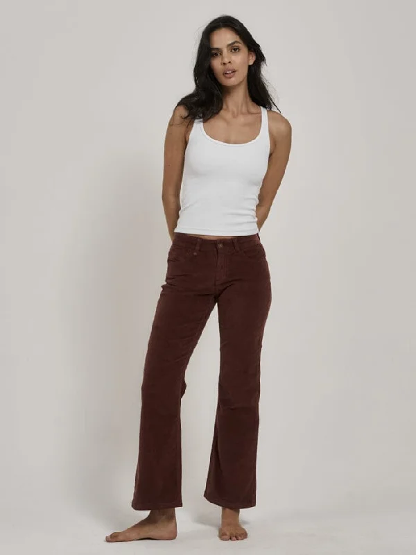 Alyssa Cord Pant - Ruby Wine Elegant Wool Trousers