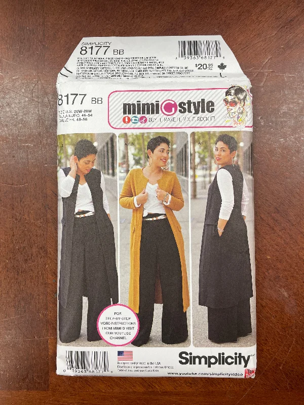 2016 Simplicity 8177 Pattern - Women's Pants, Coat, Vest and Knit Top FACTORY FOLDED Trendy Wide-Leg Pants 2016 Simplicity 8177 Pattern - Women's Pants, Coat, Vest and Knit Top FACTORY FOLDED Trendy Wide-Leg Pants