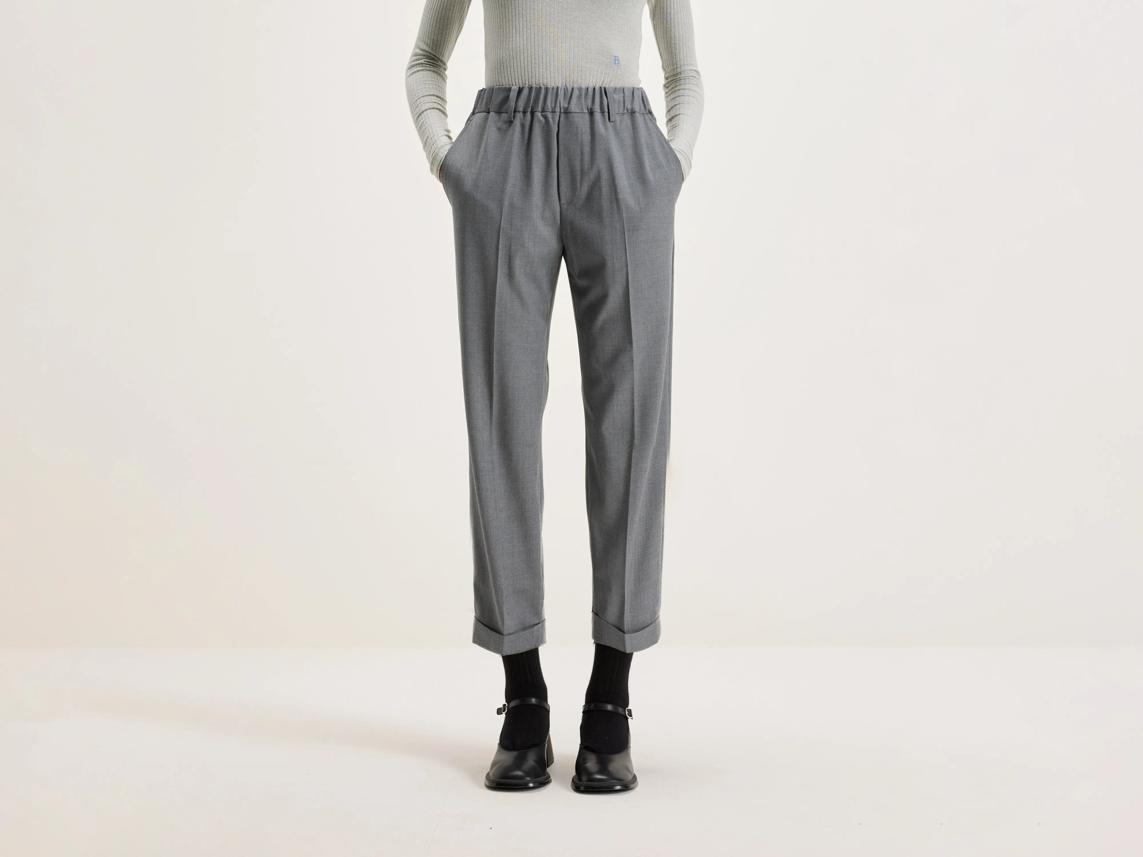 Robin Wool Pants  (242 / W / GREY) Cozy Full-Length Pants