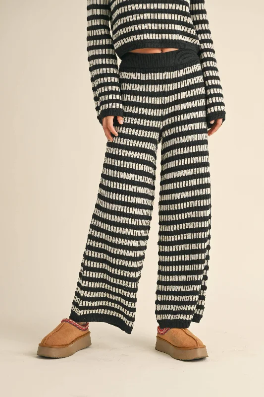 Mixed Pattern Knitted Pants Soft Stretch Pants