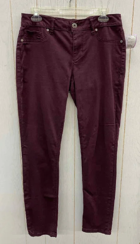 Maurices Burgundy Womens Size 10 Pants Trendy Printed Pants