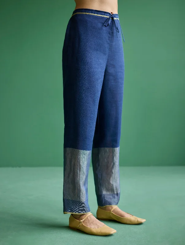 June Metallic Linen Pant - Navy Classic Stretch Pants