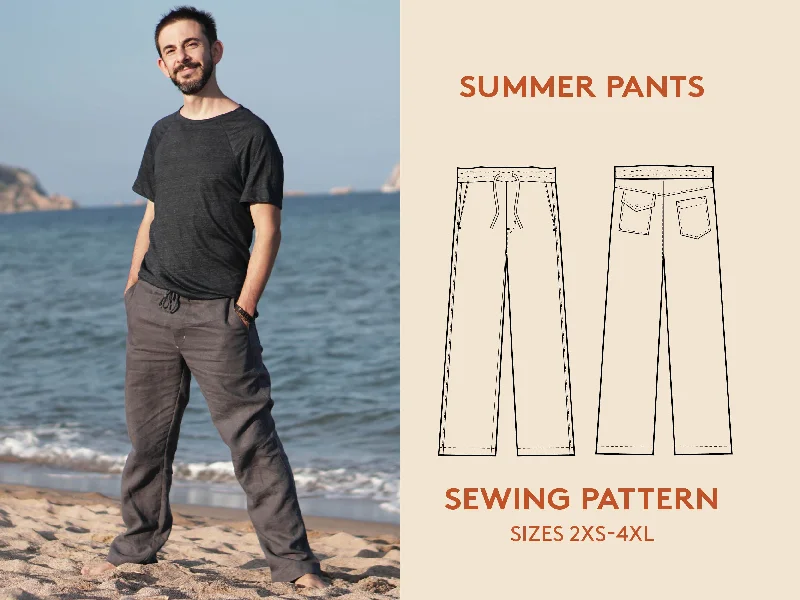 Men's Summer Pants - Sewing Pattern | Wardrobe By Me Soft Sweatpants Style