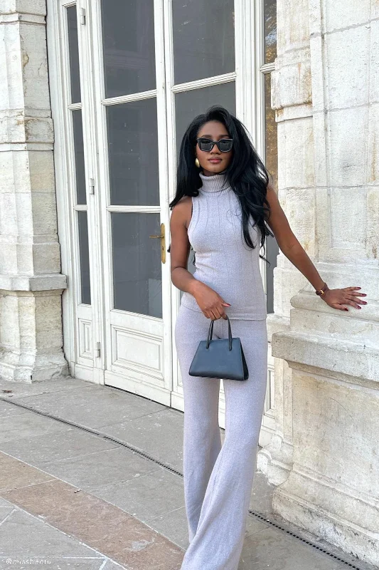 Angelina Knit Pants - Grey Marle Classic Chino Pants