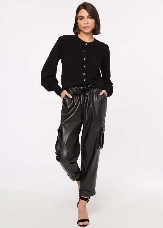 Cami NYC - Addy Vegan Leather Pant in Black Relaxed Fit Trousers